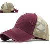 Washed cross ponytail baseball cap hat women's summer spring and autumn old outdoor sunscreen cap solid color cap
