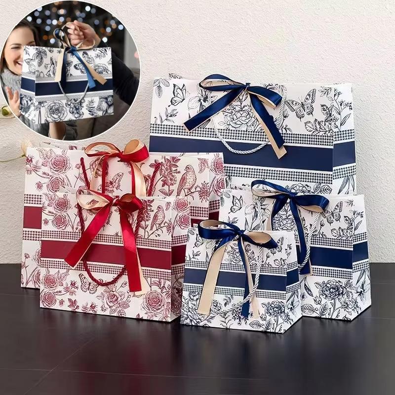 1pc Tote Bag With Ribbon Floral Fashion Gift Bags New