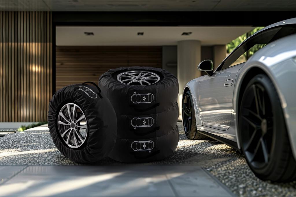 4 Pcs Protective Wheel Cover for Spare Wheels and Tires 17-20' Black