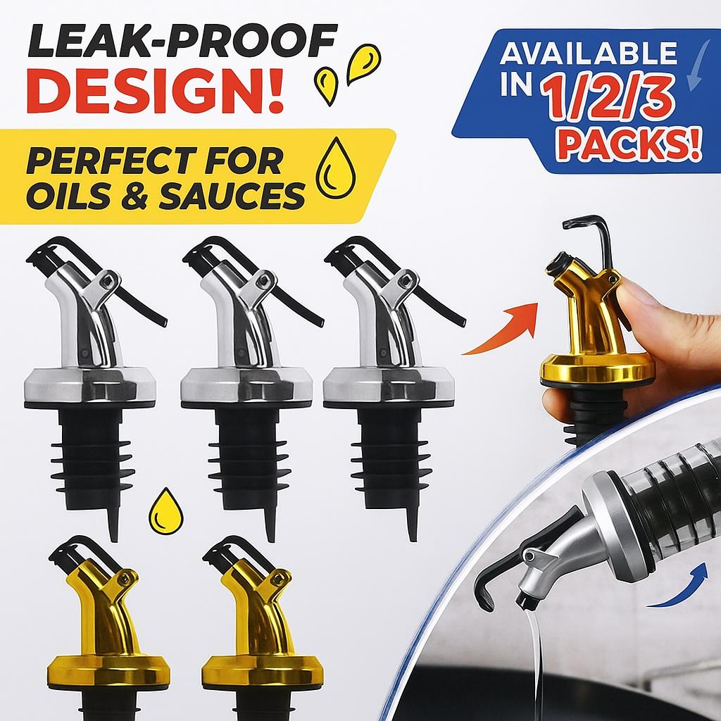 3Pcs Oil Bottle Stopper Cap Dispenser Sprayer Lock Wine Pourer Sauce Nozzle Liquor Leak-Proof Plug Bottle Stopper Kitchen Tool