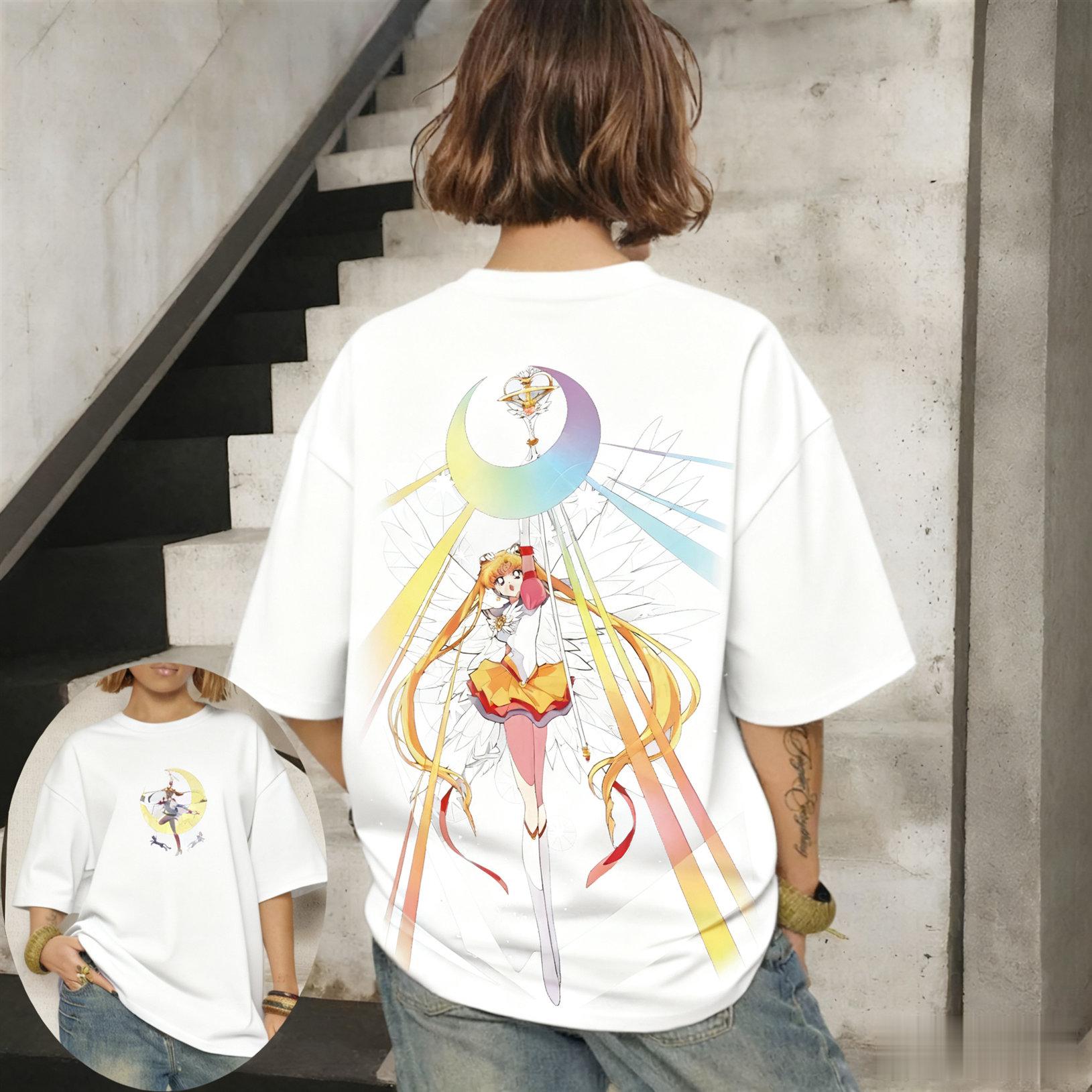 

Summer 2026 Pretty Soldier Sailor Moon MoonMoonlite Theme 100 Cotton Printed TShirt Boys and Girls Family Size Top S