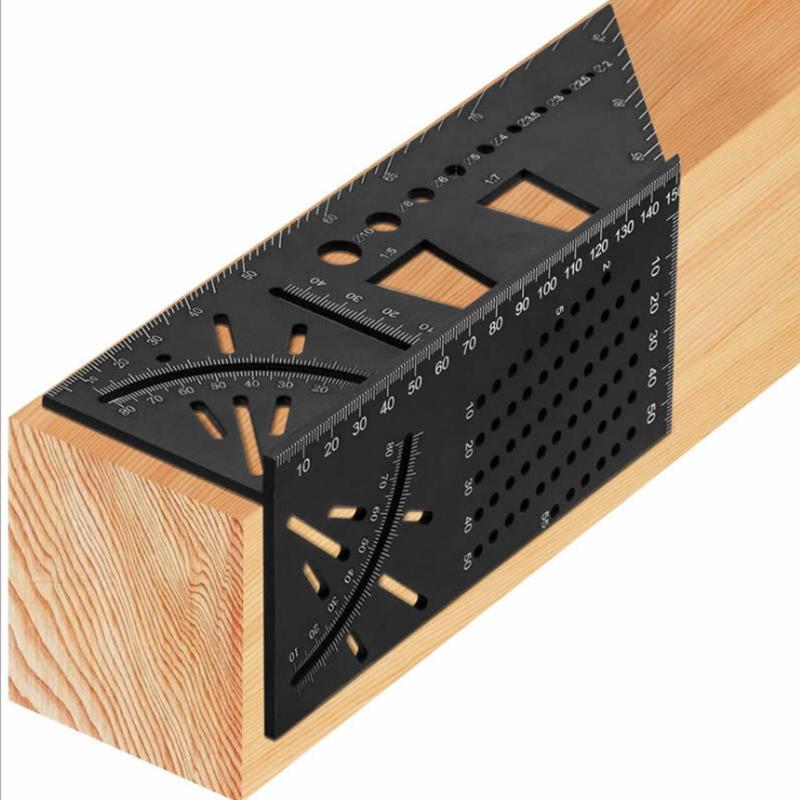 90 45 Degree Aluminum Alloy Angle Ruler Multifunctional Right Angle Marking Ruler Gauges Measuring Gauging Woodworking Tools