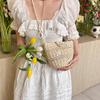 Shell Flower Decoration Design Woven Crossbody Bags Woman Y2K Harajuku Vintage Beach Vacation Style Handbag KTB