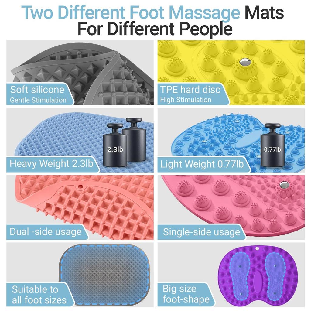 Silicone Foot Massage Pad, Double-sided Use, Large Foot Relaxation Reflex Pad, Foldable Foot Acupressure Pad, Relieves Pain And Fatigue