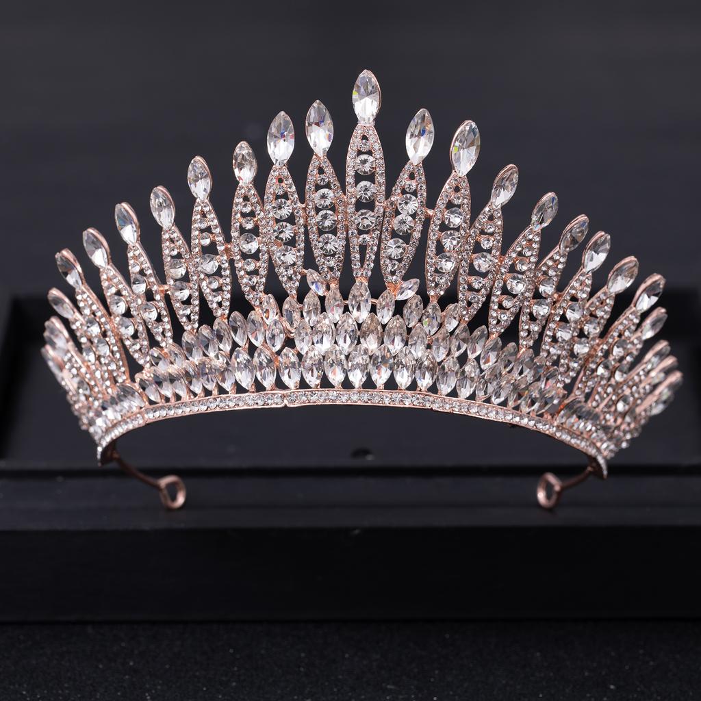 Silver Color Crystal Queen Big Crown Tiara Rhinestone Wedding Tiaras Women Pageant Prom Crowns Bridal Hair Accessories Jewelry