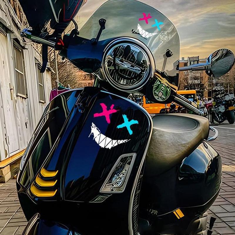 Motorcycle Helmet Stickers Car Reflective Waterproof Smile Face Decal Motocross Auto Rear Window Personalized Stickers