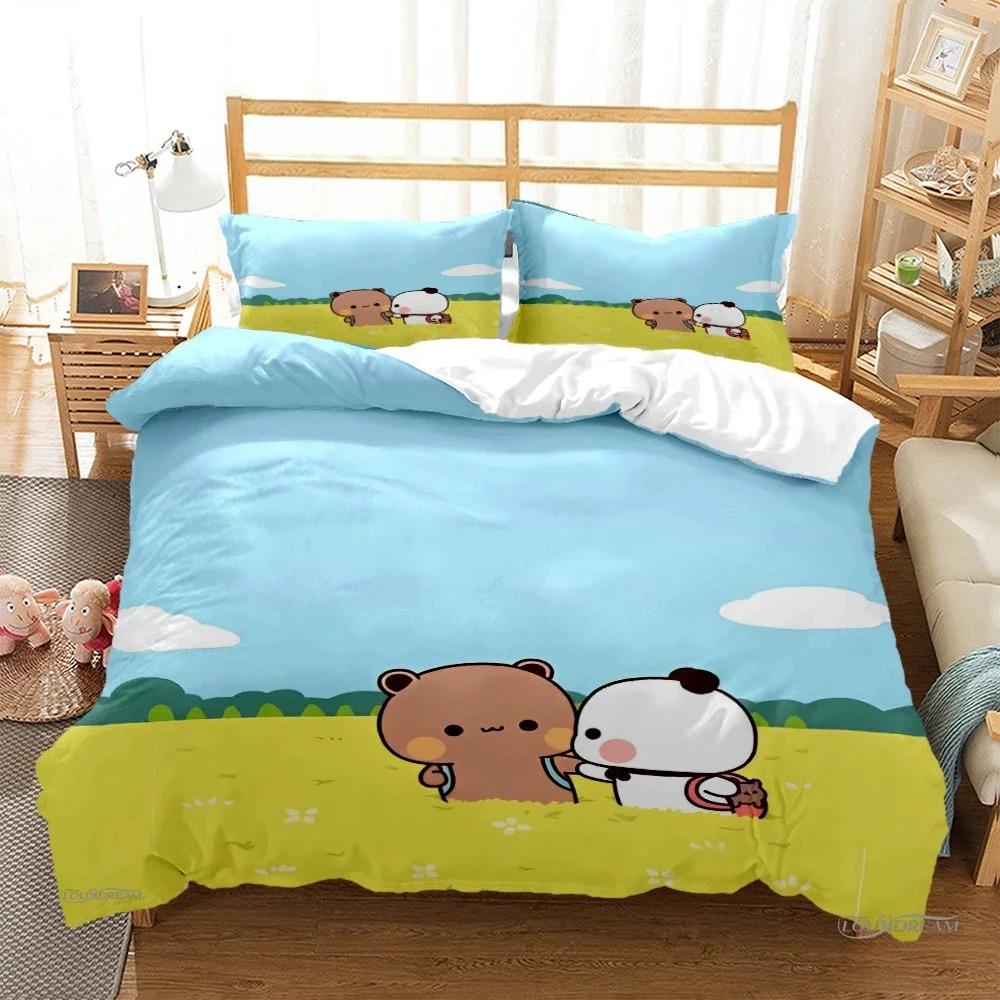 Schattige Bubu Dudu Cartoon Beer Panda Dekbedovertrek kawaii Beddengoedsets Zachte Quilt Cover en Kussenslopen EenpersoonsTweepersoonsQueenKing Kind