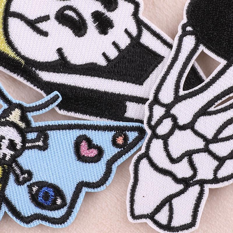 Custom Skull Ghost Butterfly Embroidered Cloth Patch for DIY Clothing