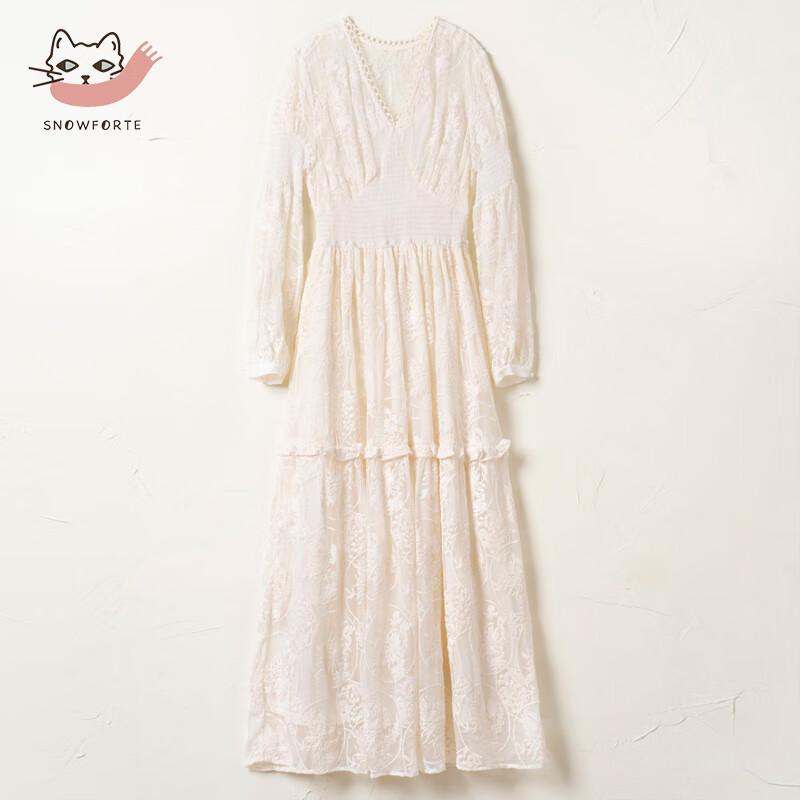 Sino Fu De 100% Mulberry Silk V-Neck A-Line Long Sleeve Dress