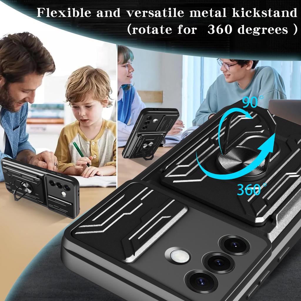 For Samsung Galaxy S25+ Case PC+TPU Kickstand Phone Back Cover with Camera Slider