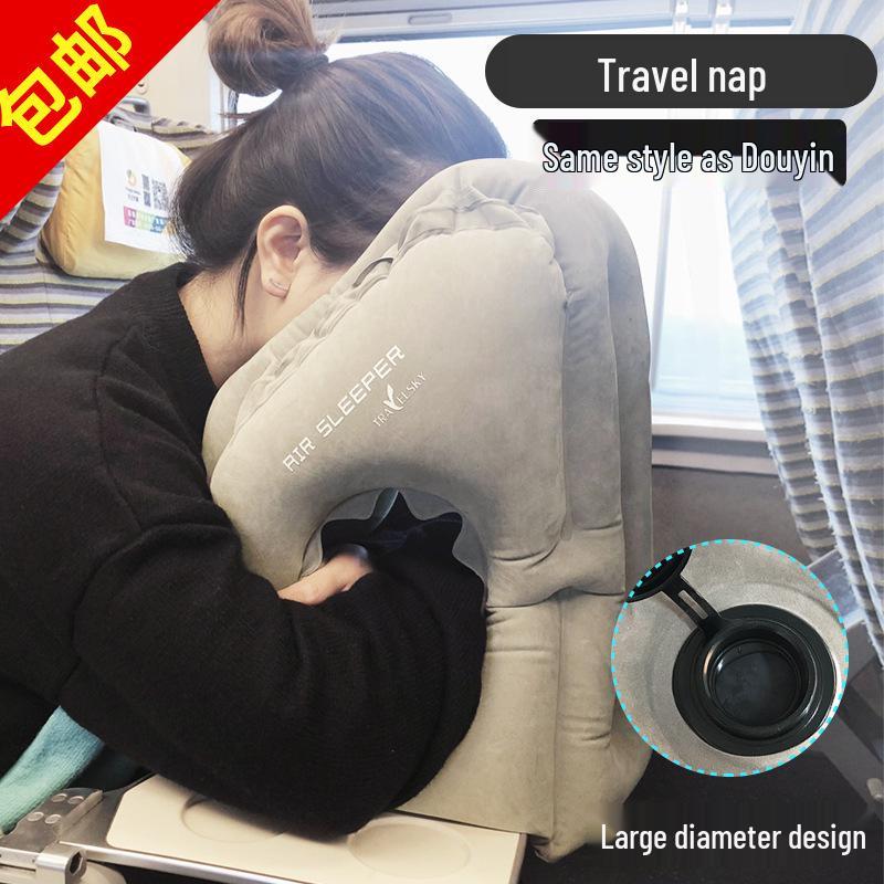 Tragbares aufblasbares Nackenkissen für Reisen, Büro und Autos - Langstrecke, Hochgeschwindigkeitsbahn und Nickerchenkissen