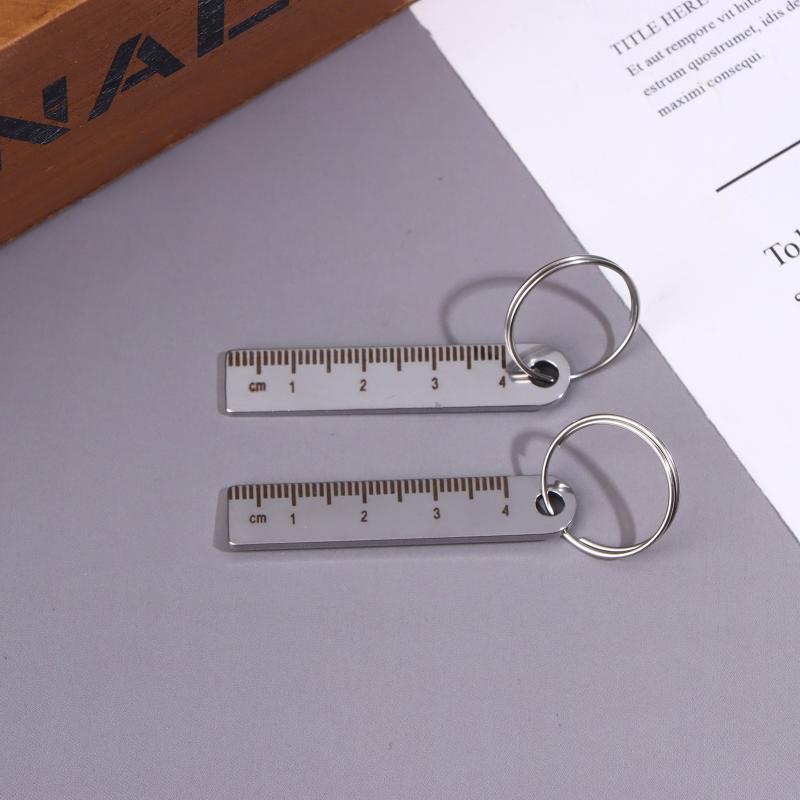 1PCS Stainless Steel Mini Ruler With Keychain - Measuring Tool For Office And School Supplies (Anti-Loss Measuring Ruler)