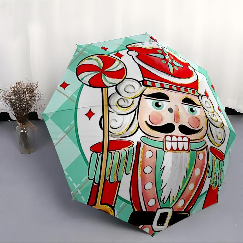 1pc Nutcracker Candy Automatic Folding Umbrella - Design, Durable Iron Frame for Travel, Outdoor, Beach Fashion Accessory a0920056
