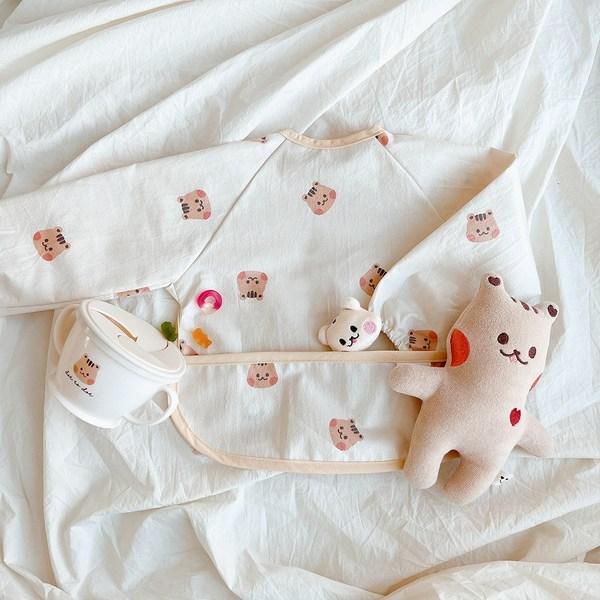 Dottu Dot djurvänner vattentät klänning babyhaklapp barnmat sängkläder, Happy Dotcom M_klänningstyp vattentät haklapp, 1 st