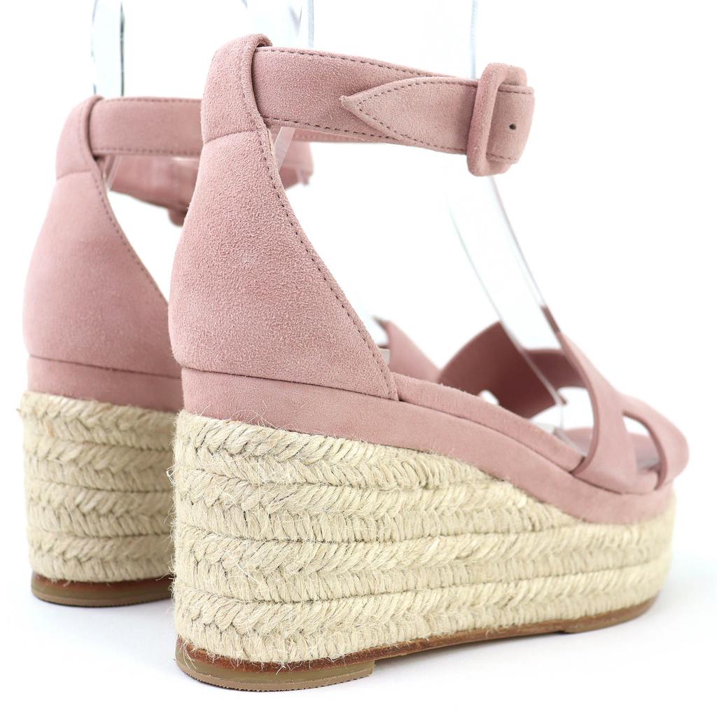 Excellent HERMES Sandals Espadrilles Elda Ankle Strap Suede Leather Pink 36 Used