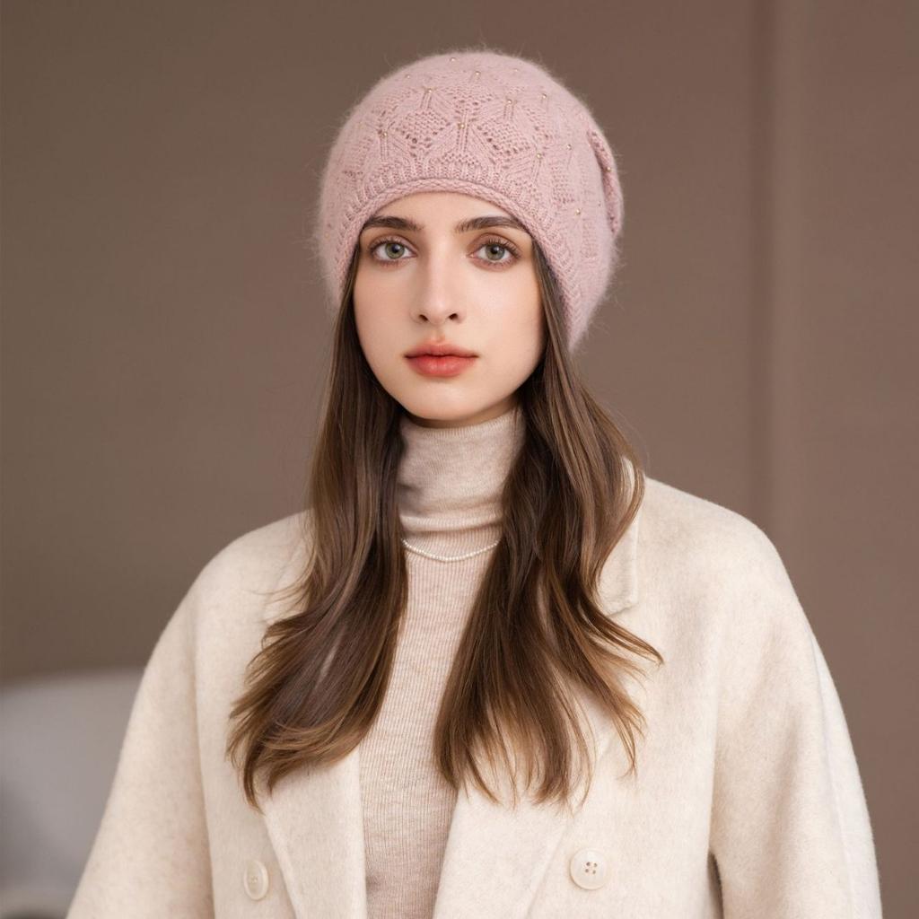 Winter Hat Women's Knitted Hat Casual Fashion Bag Head Ear Protection Hat Winter Windproof Hat