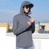 Herren Sommer Sonnenschutzmantel Mit Kapuze Dünn Atmungsaktiv Tasche UV-Schutz Einfarbig Langarm Sonnenschutzkleidung Radsportbekleidung
