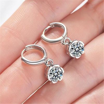 Neue Schöne Süße Blume 925 Sterling Silber Schmuck Mode Literarischen Frauen Einfache Kristall Baumeln Ohrringe SE861