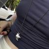 Brushed Silver Teapot Pendant Leather Necklace: Adjustable, Versatile Autumn/Winter Fashion Chain