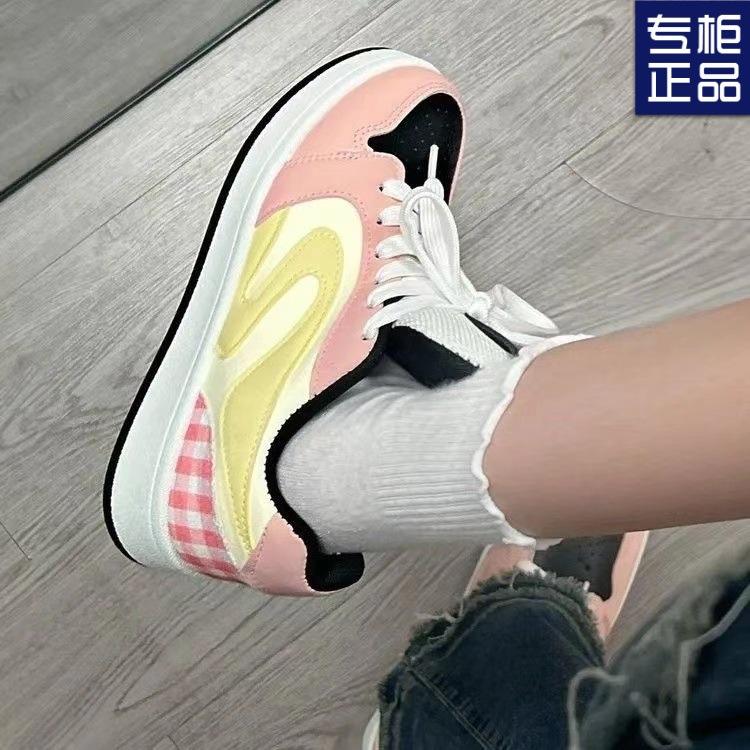 High-value retro trend 2025 spring new versatile student leisure sports board shoes women pink bread shoes women