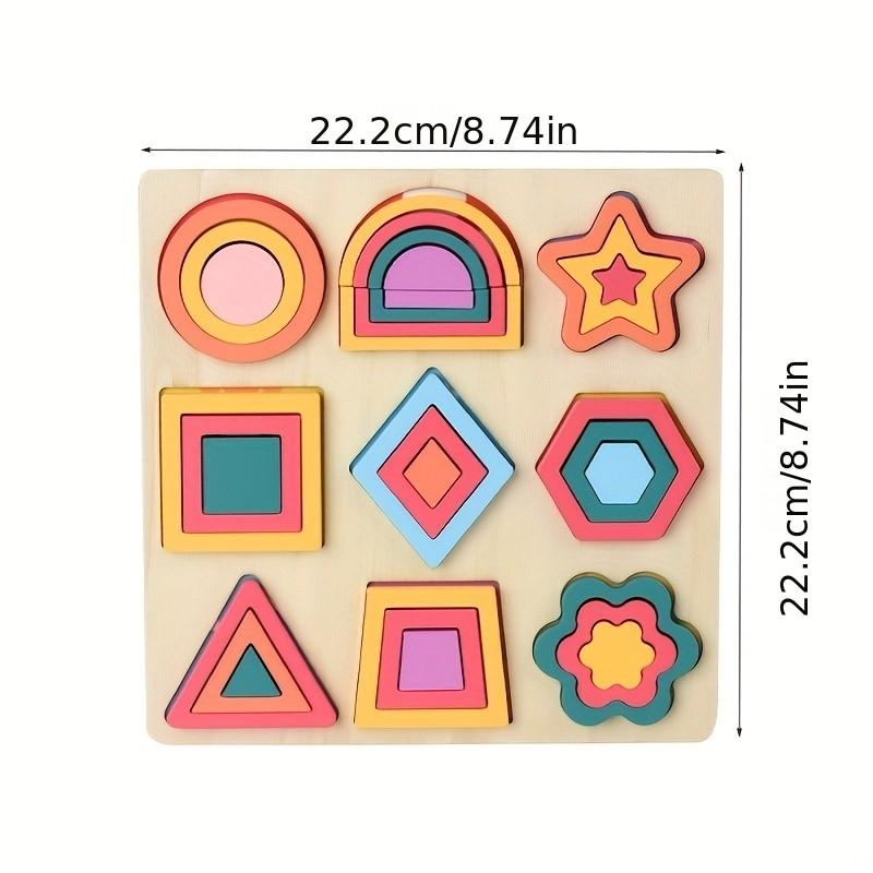 Children DIY Geometric Shape Color Matching Game Toys Wooden 3D Jigsaw Puzzle Block for Boy Girl Christmas Birthday Gift