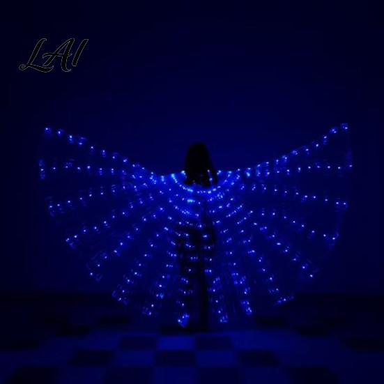 LED Belly Dance Wings Light Up for Adults Kids Glowing Halloween Costume Performance Props Colorful with Lights Luminous Foldable Stage Shows