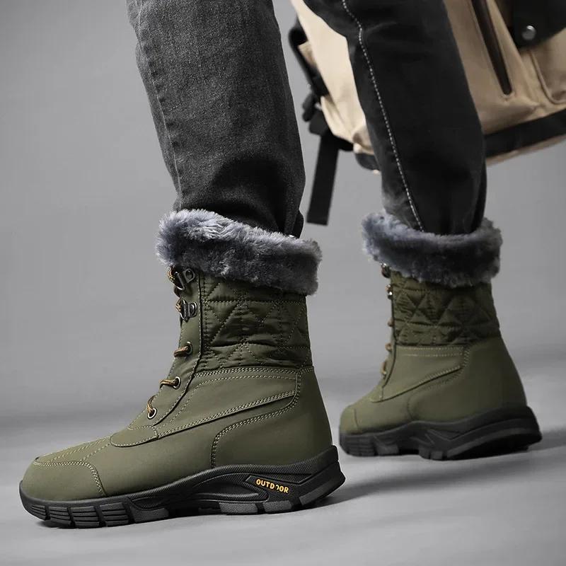 fashion Men's High-end Snow Boots  Winter Fashion Plush Insulation Anti Slip Waterproof Wear-resistant Cotton Shoes Outdoor Vacation 202