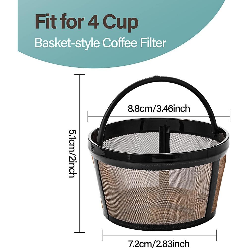 4 Cup Basket Style Coffee Filter Reusable Coffee Filter Permanent 304 Stainless Steel Filter Coffee Replacement Coffee