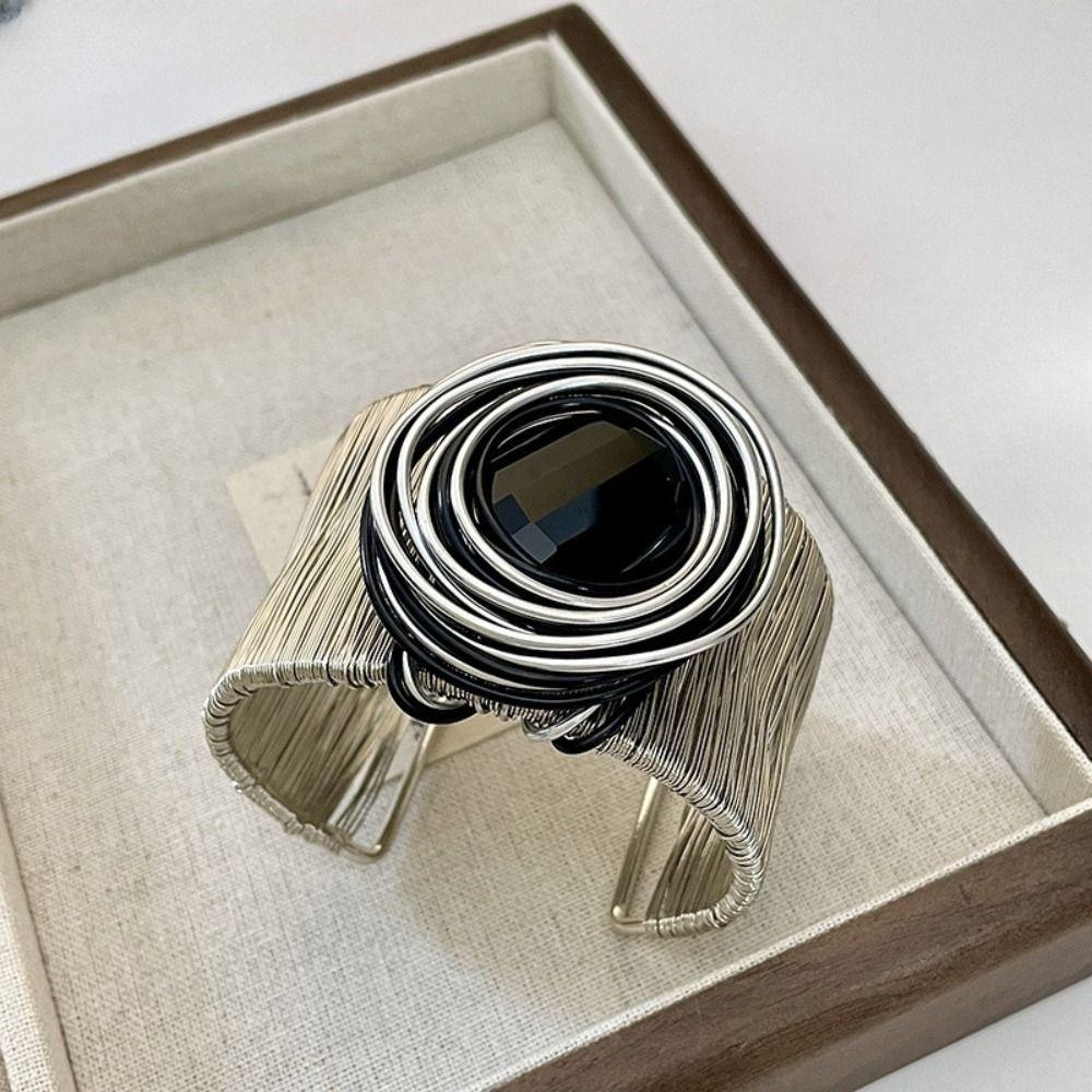 Punk Goth Metal Wire Bracelet Line Twined Women Bangle Cool Rhinestone Bracelet  Gifts