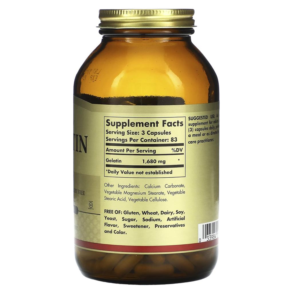 Contains Natural Gelatin Calcium Carbonate, 250 Capsules