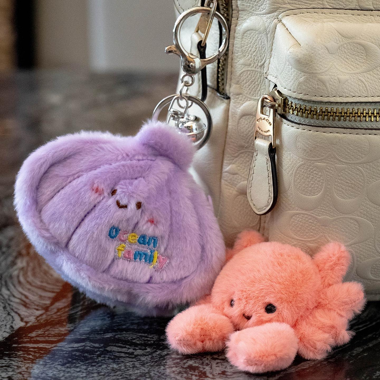 

Cute Shell-Hidden Crab Keychains, Turtle Plush, Clownfish Doll, and Backpack Charms Approx. 11 cm фиолетовый