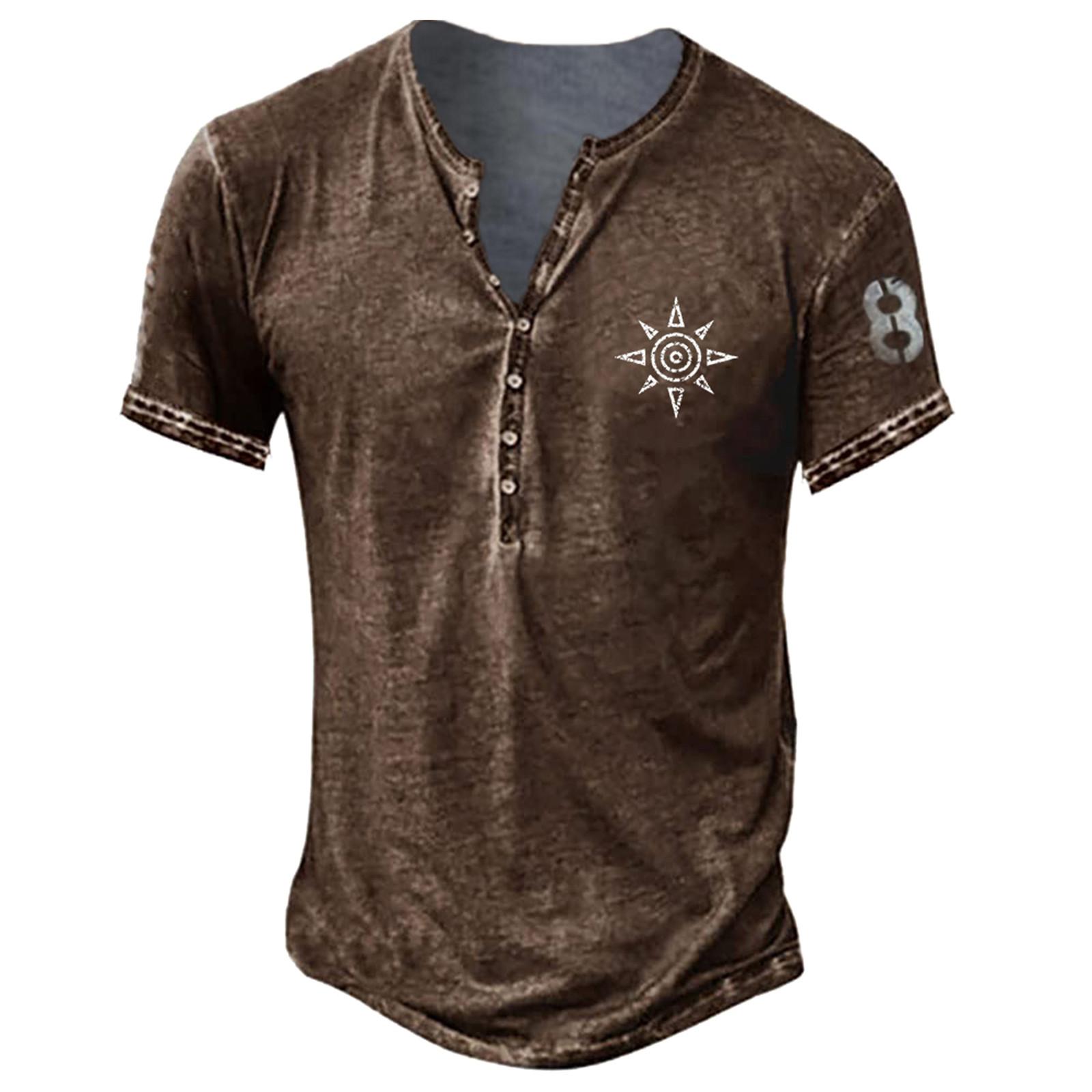 

Мужская модная футболка с коротким рукавом и вышивкой с коротким рукавом и принтом на весну и лето M кофейный