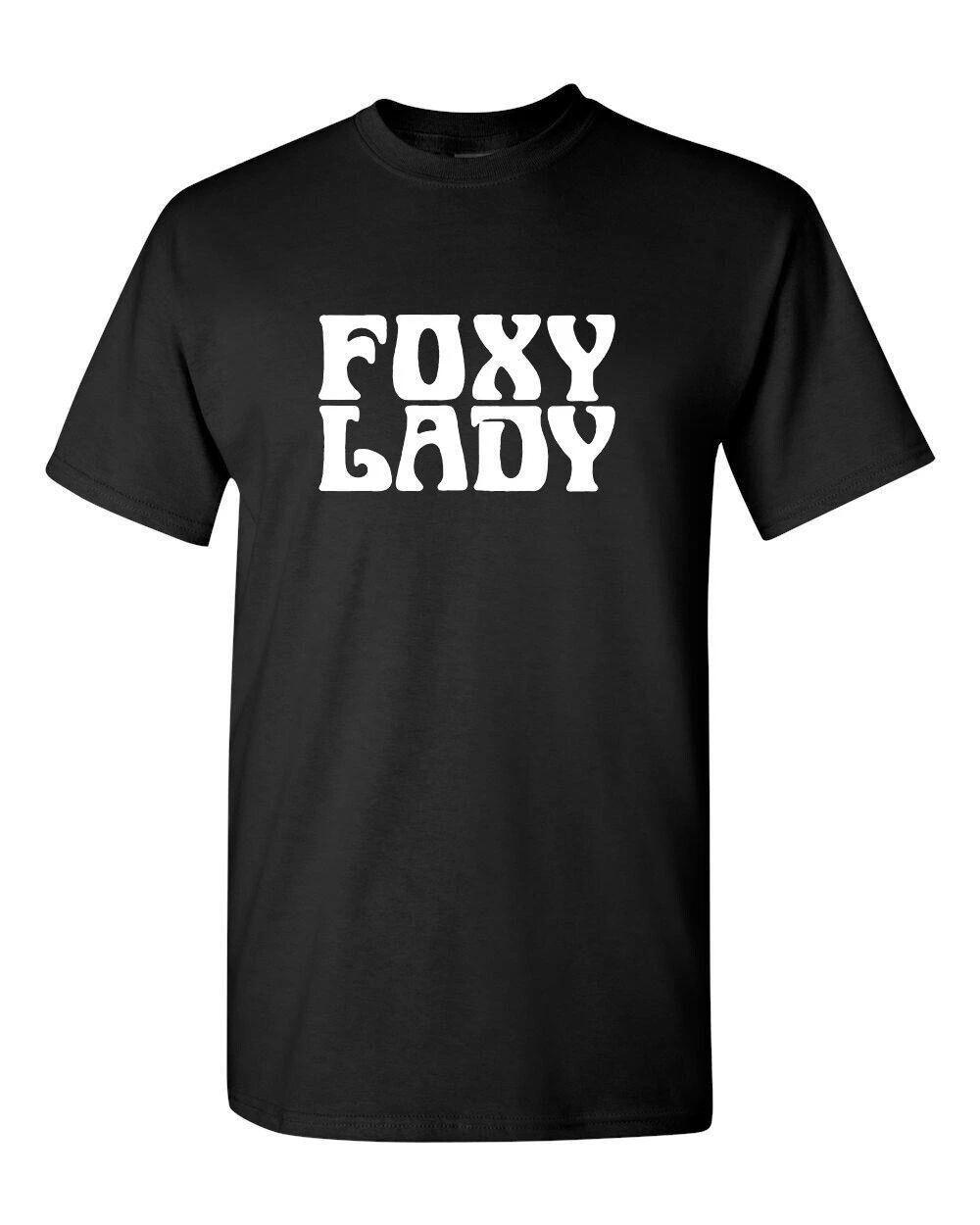 Retro Style T-shirt Novelty Groovy Design 70 s Foxy Lady Classic Text S