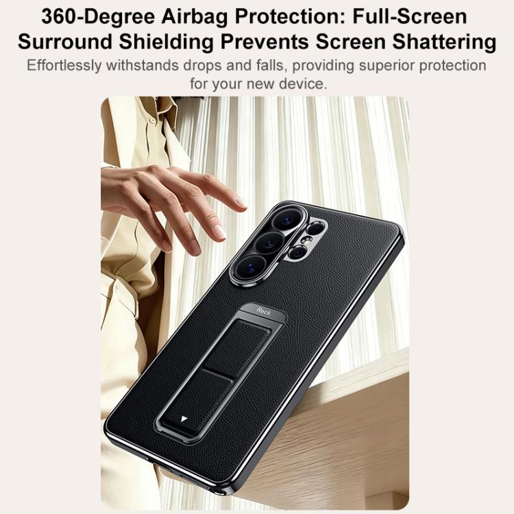 Metal Holder Foldable Wristband Precise Cutout Vegan Leather Phone Case