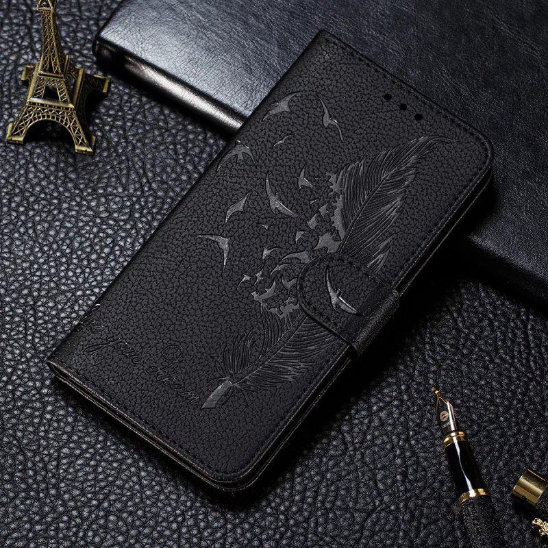 Lychee Feather Leather Case for iPhone 14 - Protective Cover with Card Slot - Flip Design for iPhone 13.