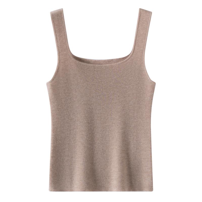Women's French Retro Wool Knit Square Neck Sleeveless Vest Camisole