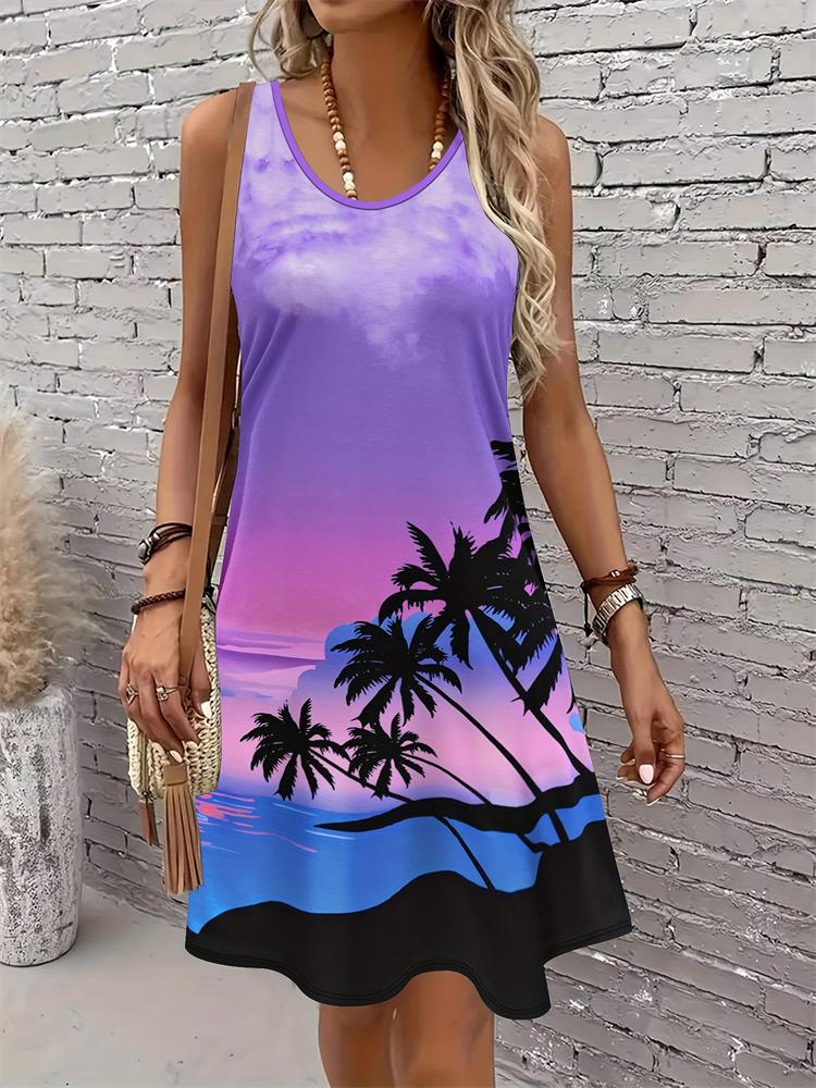 2026 New Women's Summer 3D Skull Print Dress Casual Round-Neck Sleeveless A-Line Dress Fashionable Street Style Dress