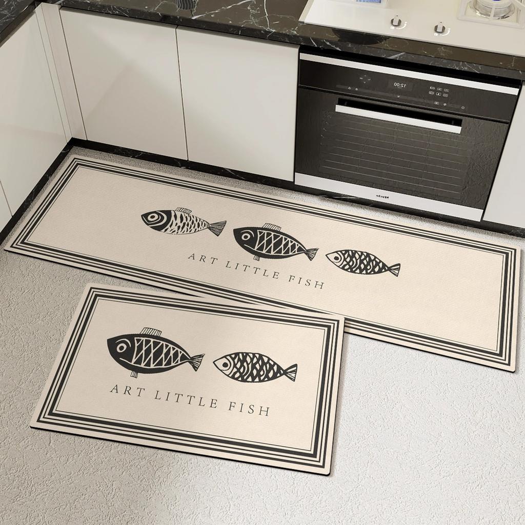 Kitchen Carpet Non-slip Waterproof Oil-proof Kitchen Rug Long Strip Runner Kitchen Mat PVC Leather Washable Rugs Home Decoration