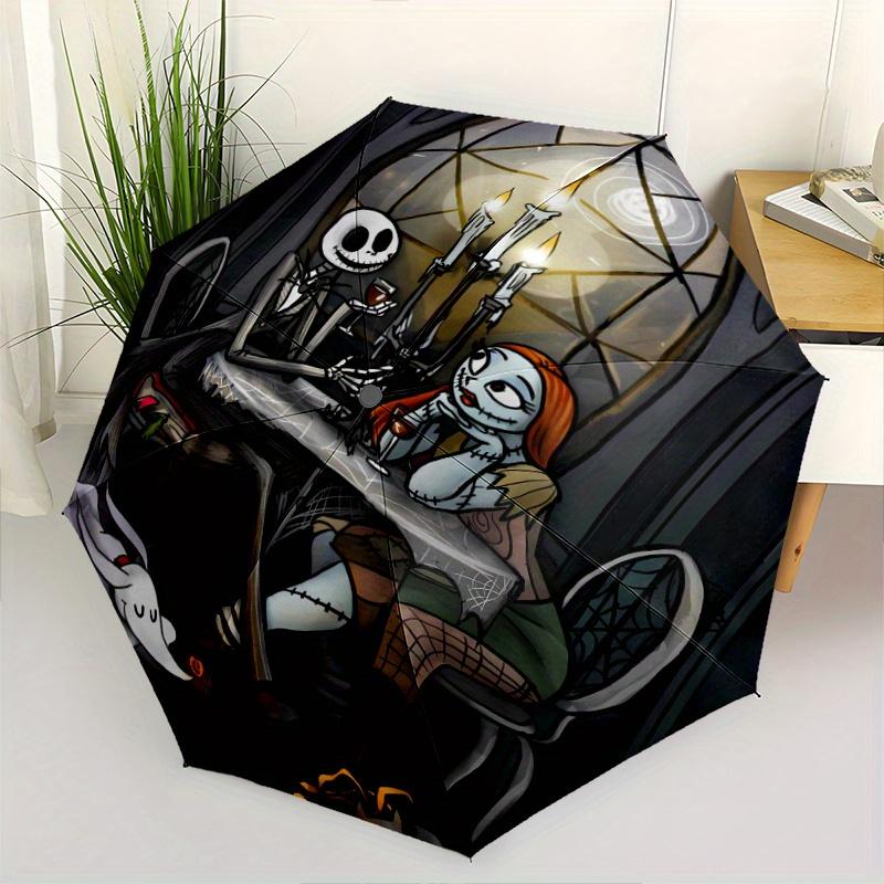 

Jack Skellington and Sally s Candlelight Dinner Automatic Opening and Closing Umbrella, Lightweight 3-Fold, With Cute Cartoon Characters, Su