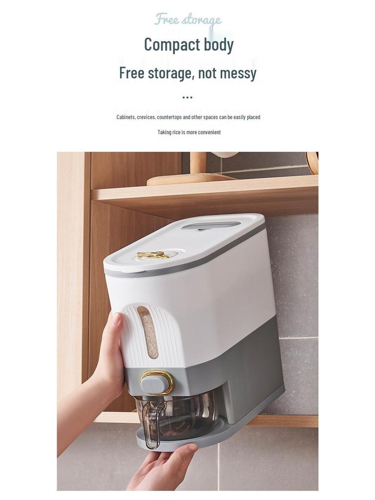 Press-Type Rice Storage Container: Sealed, Insect-Proof, Moisture-Proof Rice Bucket for Kitchen - Ideal for Whole Grains.