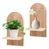 Bohemian Wooden Wall-Mounted Living Room Shelf