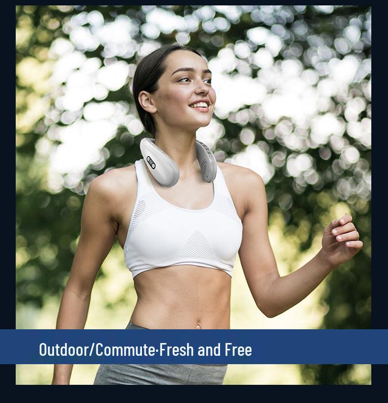 Portable USB Bladeless Neck Fan with Digital Display for Japan and South Korea