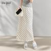 French Elegant Polka Dot A-Line Midi Skirt