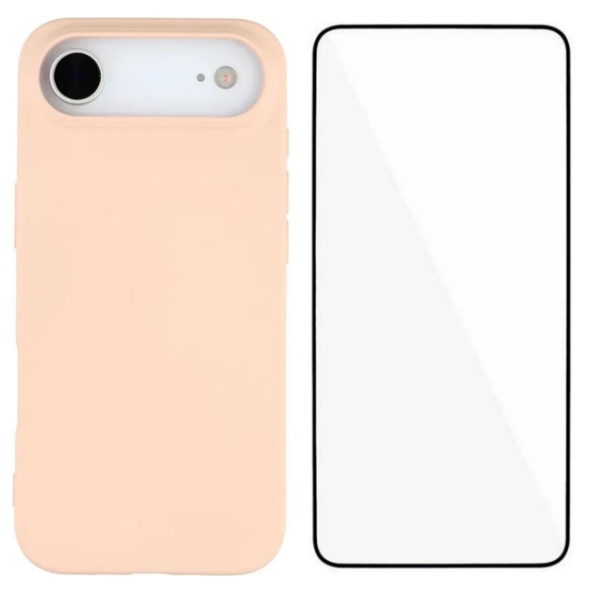 

For iPhone 17 Air Case with Tempered Glass WANLONFENG RB2 Series TPU Phone Cover (Big Lens Hole) Pink
