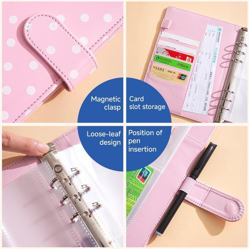 A5 Loose-leaf Account Notebook Spotted Cover Planner Custom Financial Organizer Multi-slot Work Journal Portable Record Book