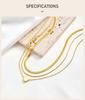 French Chic Layered Stainless Steel Necklace Set for Women, Gold Plated Snake Heart Chain 3-in-1 Tarnish Free Jewelry