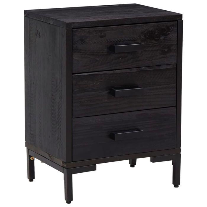 VidaXL Table de chevet Noir 40x30x55 cm Bois de pin massif 349914