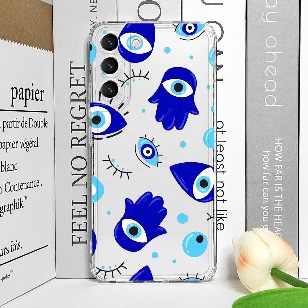 Lucky Eye Blue Evil Eye Print Phone Case for Samsung Galaxy A14 A16 A55 A54 A36 A53 A13 A15 A25 A52 5G Clear Soft Covers Fundas