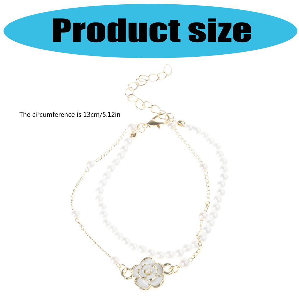 Elegant Double Layer Camellia Bracelet with Simulated Pearls Women Fashion Wrist Jewelry Perfect for Matching Any Outfit
