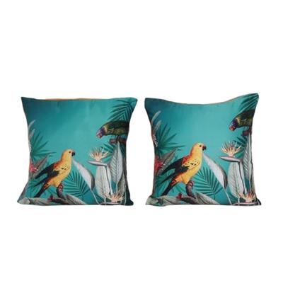 Capa de almofada de poliéster KOKO MAISON INC Talking Parrots (Pacote de 2) | Fecho de aba | Impressão digital